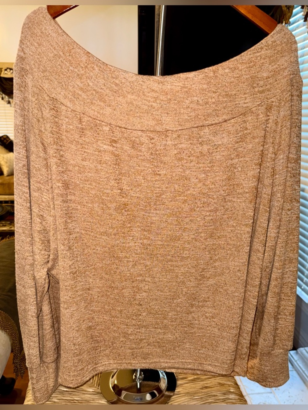 Lightweight Neutral Boatneck Knit Top